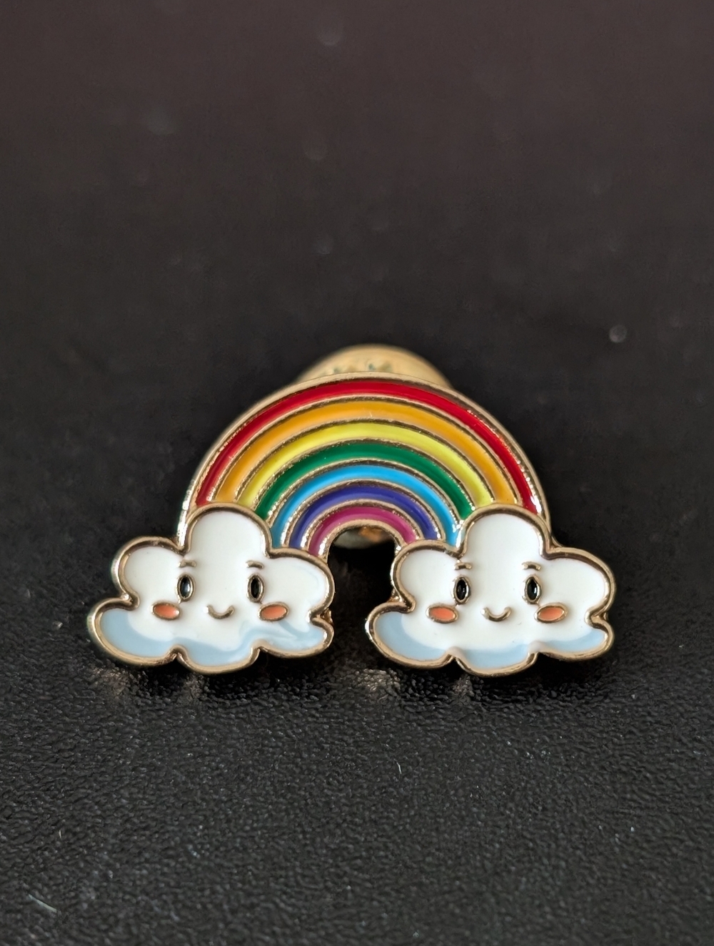 🌈 Rainbow Cloud Enamel Pin – Gold Tone Kawaii Cute Pin